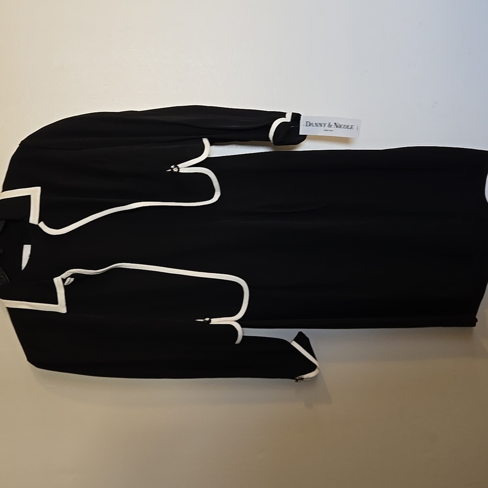 Black Bacic Dress with White Trim Jacket Suit